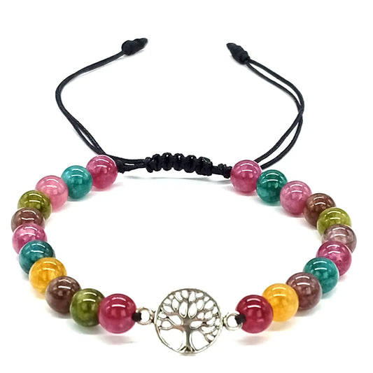 Pulsera Árbol de la Vida Piedra Jade Turmalina Ajustable - Bisutería Lola A