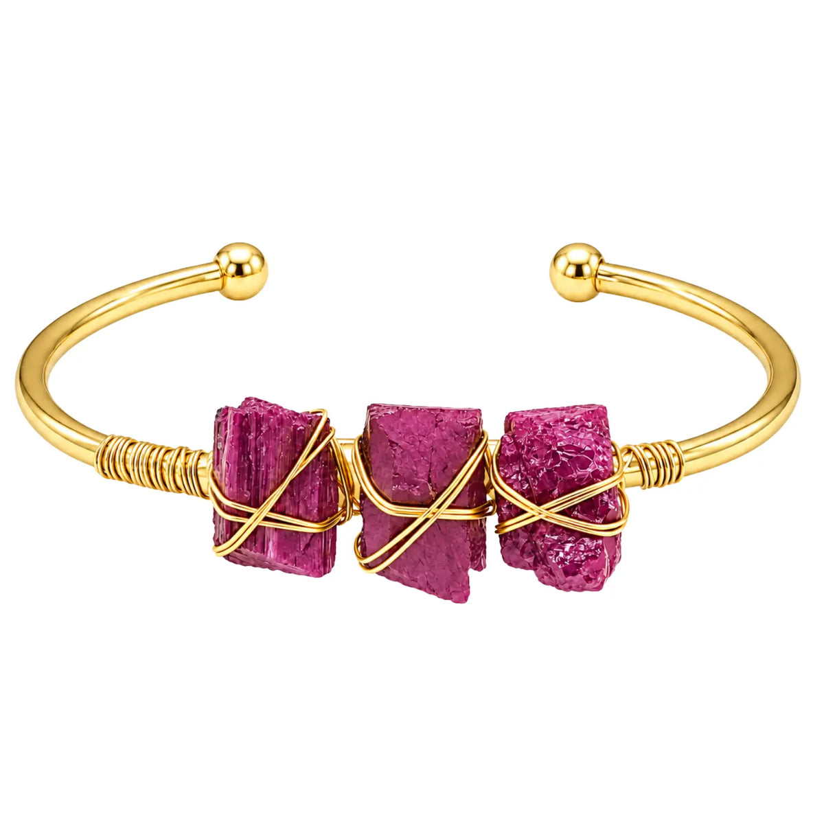 Pulsera Cuarzo Rubí en Bruto Acero Dorado Vitalidad - Bisutería Lola A