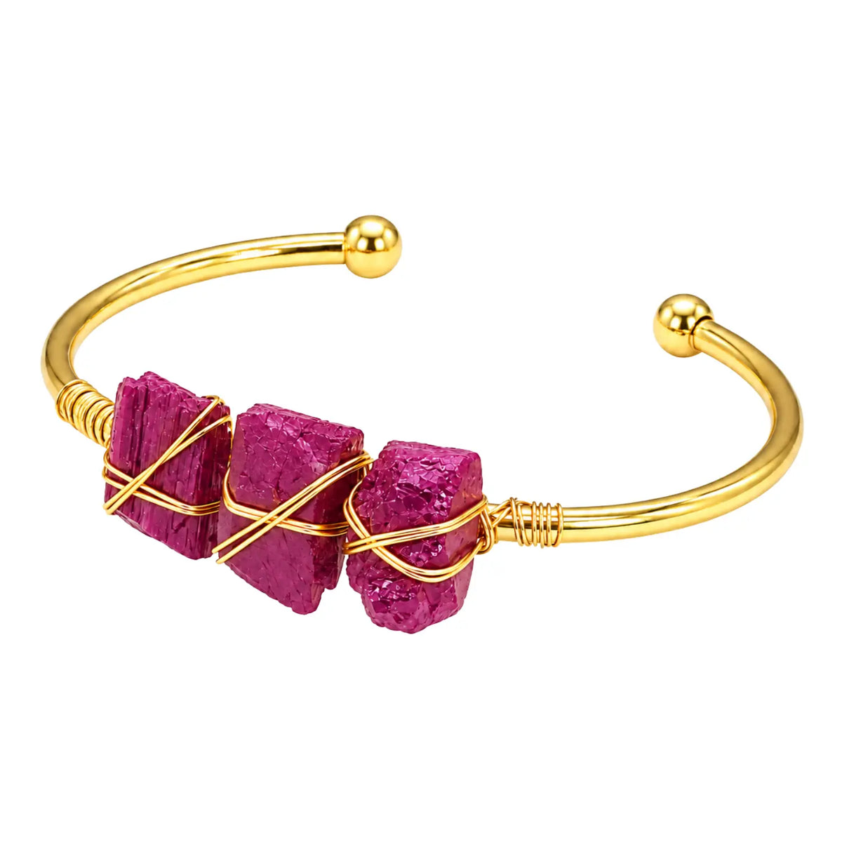Pulsera Cuarzo Rubí en Bruto Acero Dorado Vitalidad - Bisutería Lola C