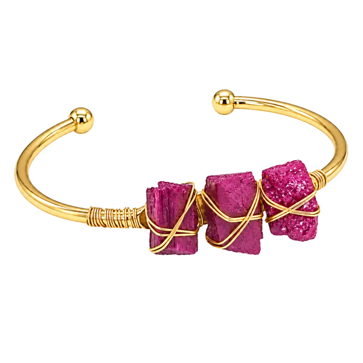 Pulsera Cuarzo Rubí en Bruto Acero Dorado Vitalidad - Bisutería Lola D
