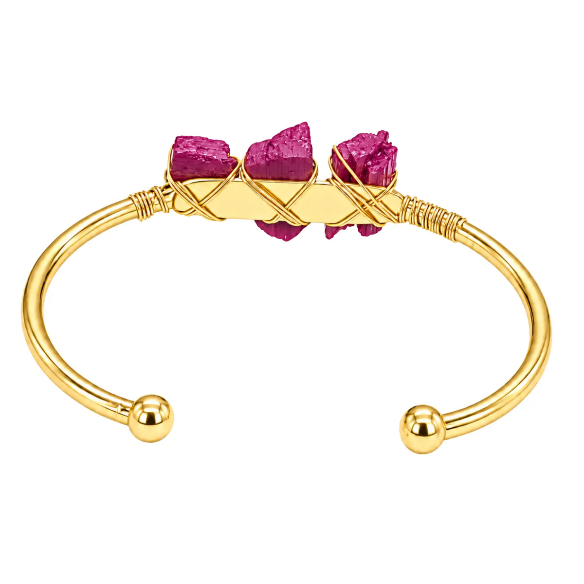 Pulsera Cuarzo Rubí en Bruto Acero Dorado Vitalidad - Bisutería Lola E