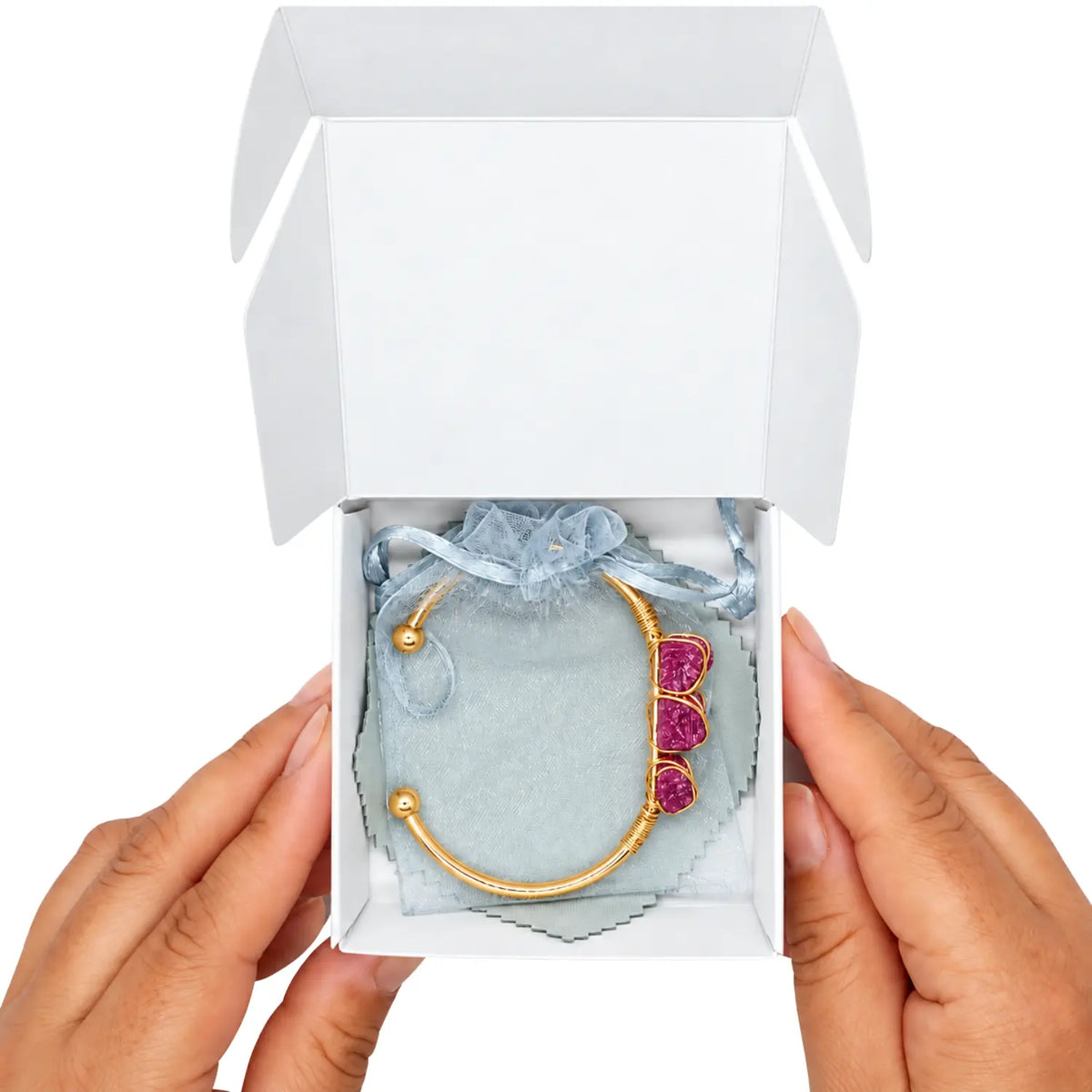 Pulsera Cuarzo Rubí en Bruto Acero Dorado Vitalidad - Bisutería Lola F
