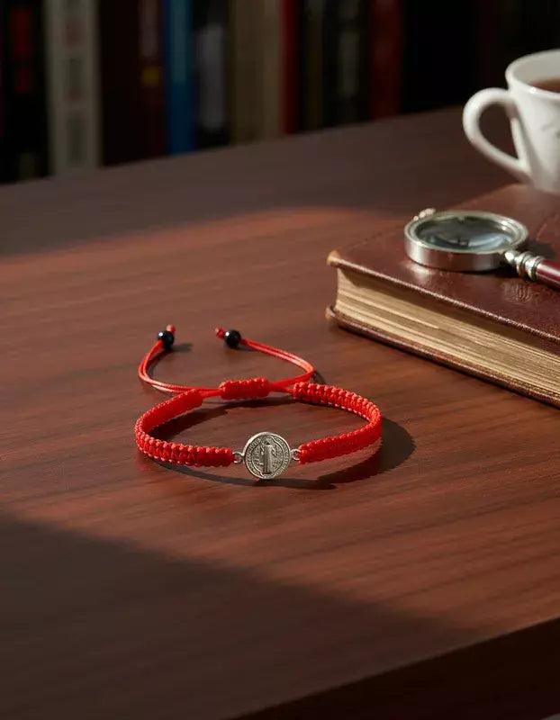 Pulsera Hilo Rojo San Benito Amuleto Protección Ajustable - BisuterÍa Lola F
