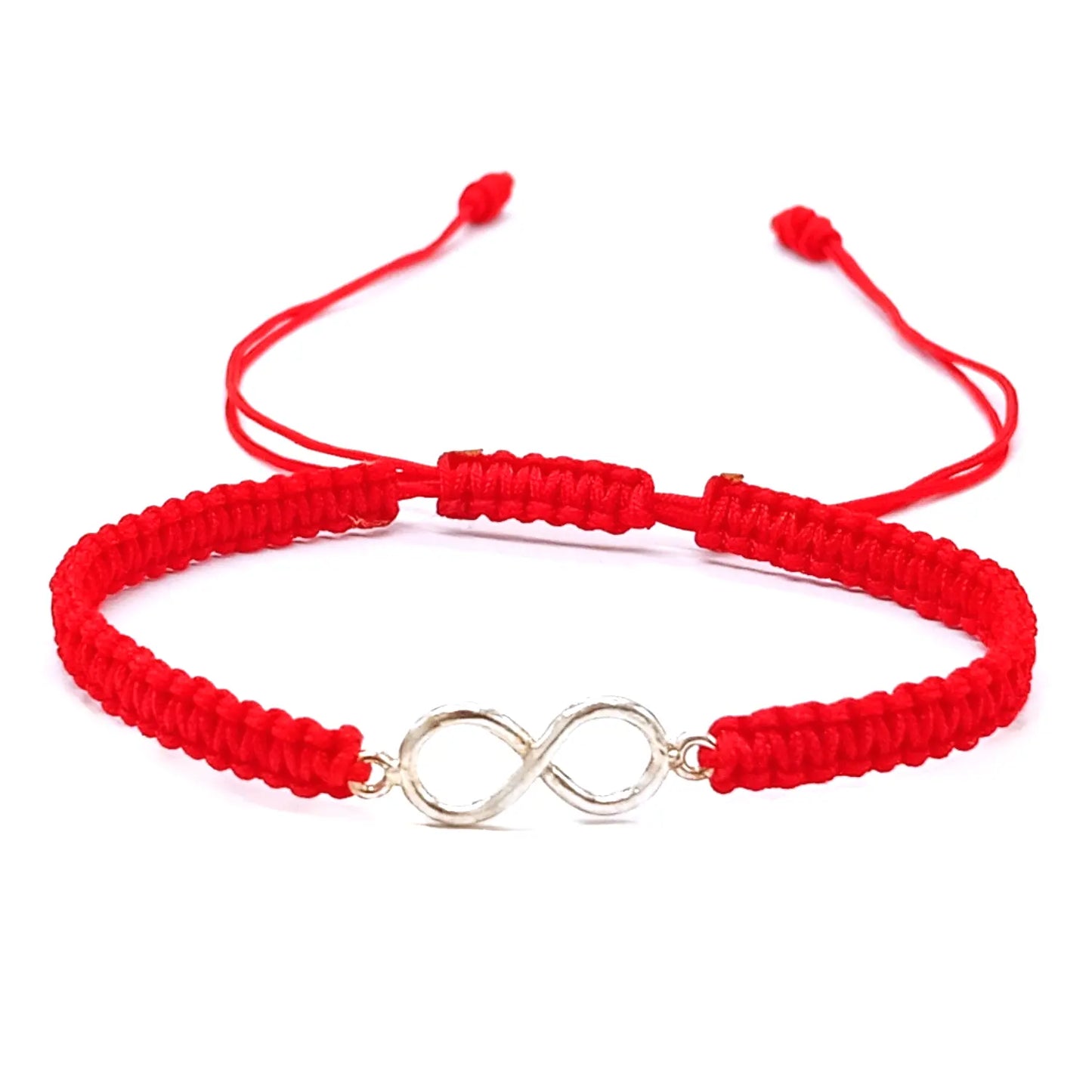 Pulsera Infinito Plata Ajustable - Pulsera Amuleto Hilo Rojo - Bisutería Lola A