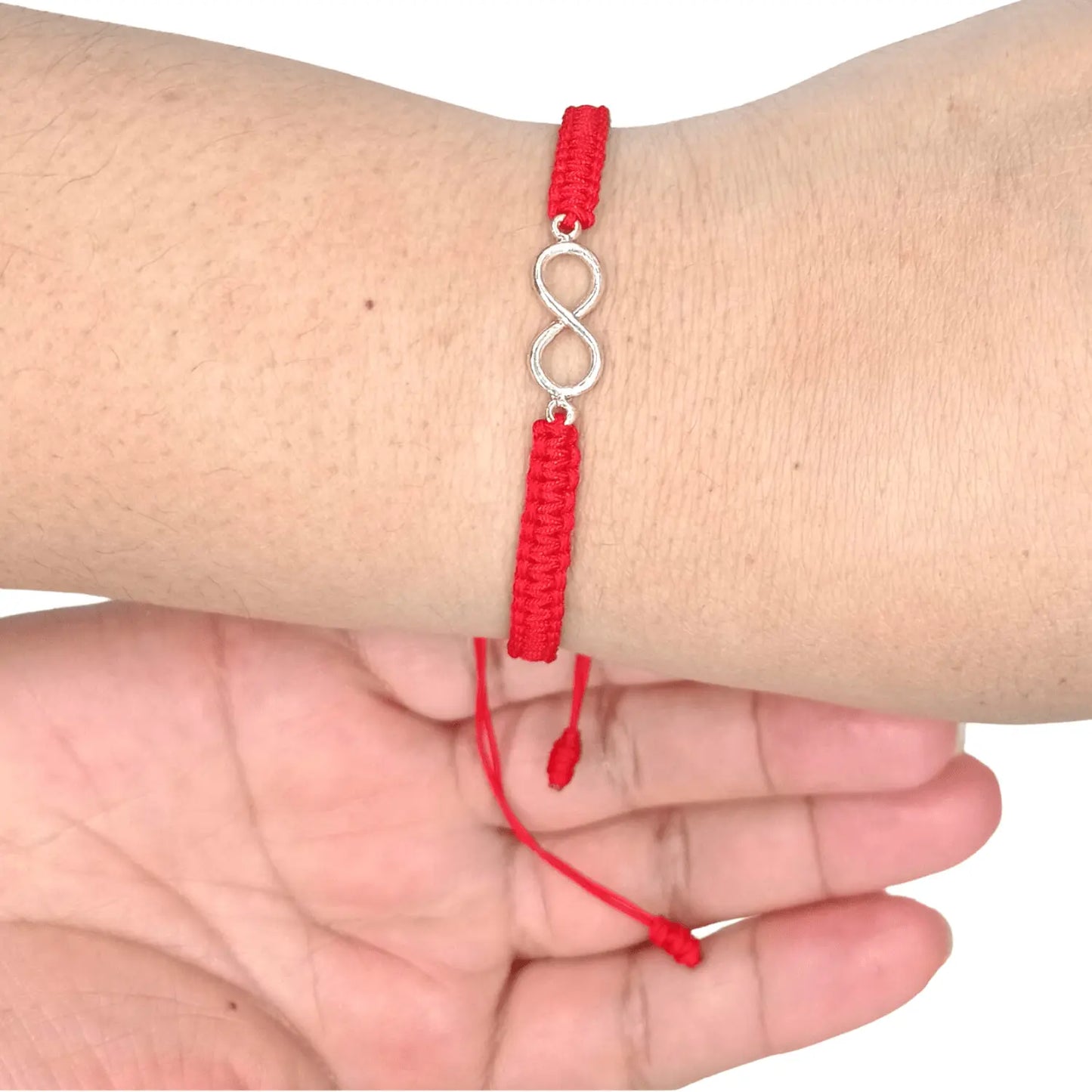 Pulsera Infinito Plata Ajustable - Pulsera Amuleto Hilo Rojo - Bisutería Lola C
