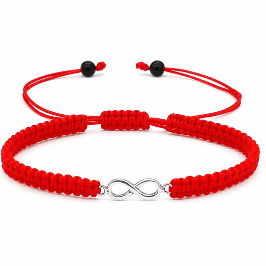 Pulsera Infinito Plata Ajustable - Pulsera Amuleto Hilo Rojo - Bisutería Lola A
