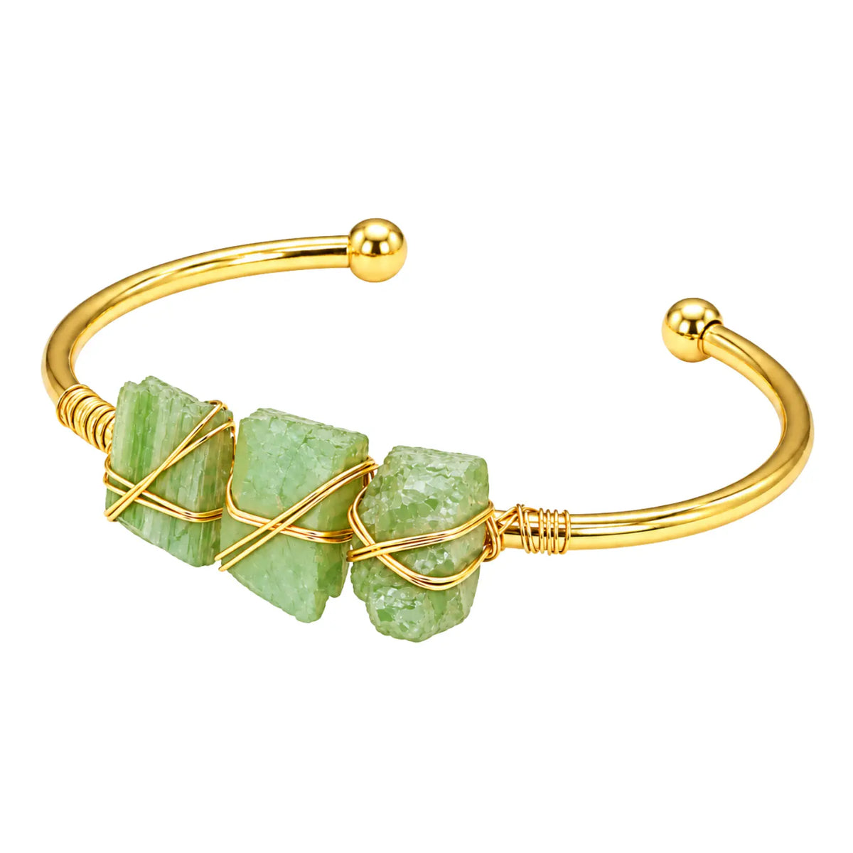 Pulsera Jade Verde en Bruto Acero Dorado Prosperidad - Bisutería Lola C