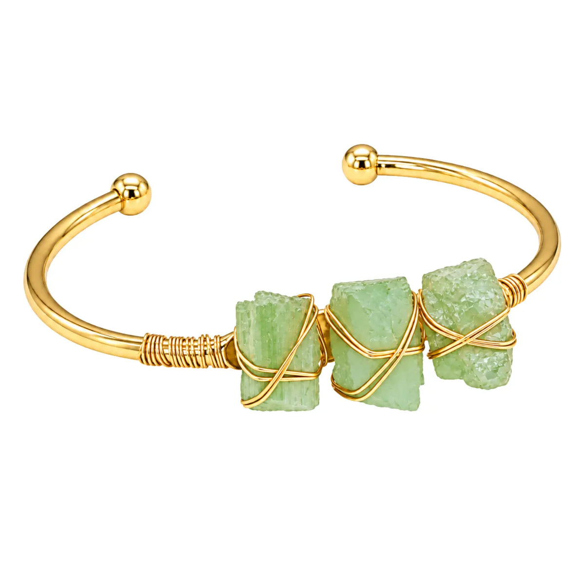 Pulsera Jade Verde en Bruto Acero Dorado Prosperidad - Bisutería Lola D