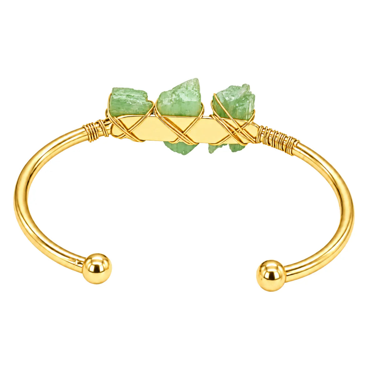 Pulsera Jade Verde en Bruto Acero Dorado Prosperidad - Bisutería Lola E