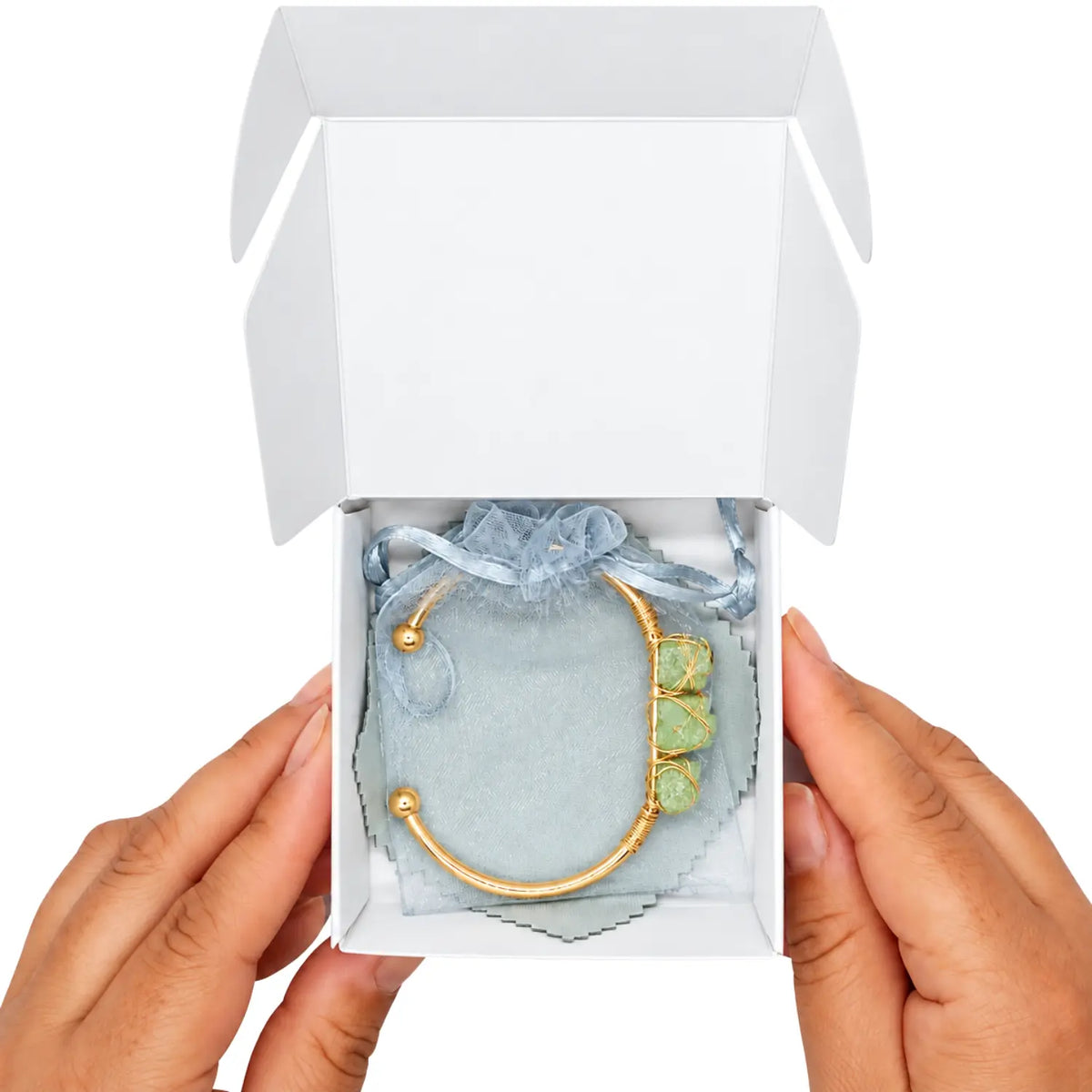 Pulsera Jade Verde en Bruto Acero Dorado Prosperidad - Bisutería Lola F