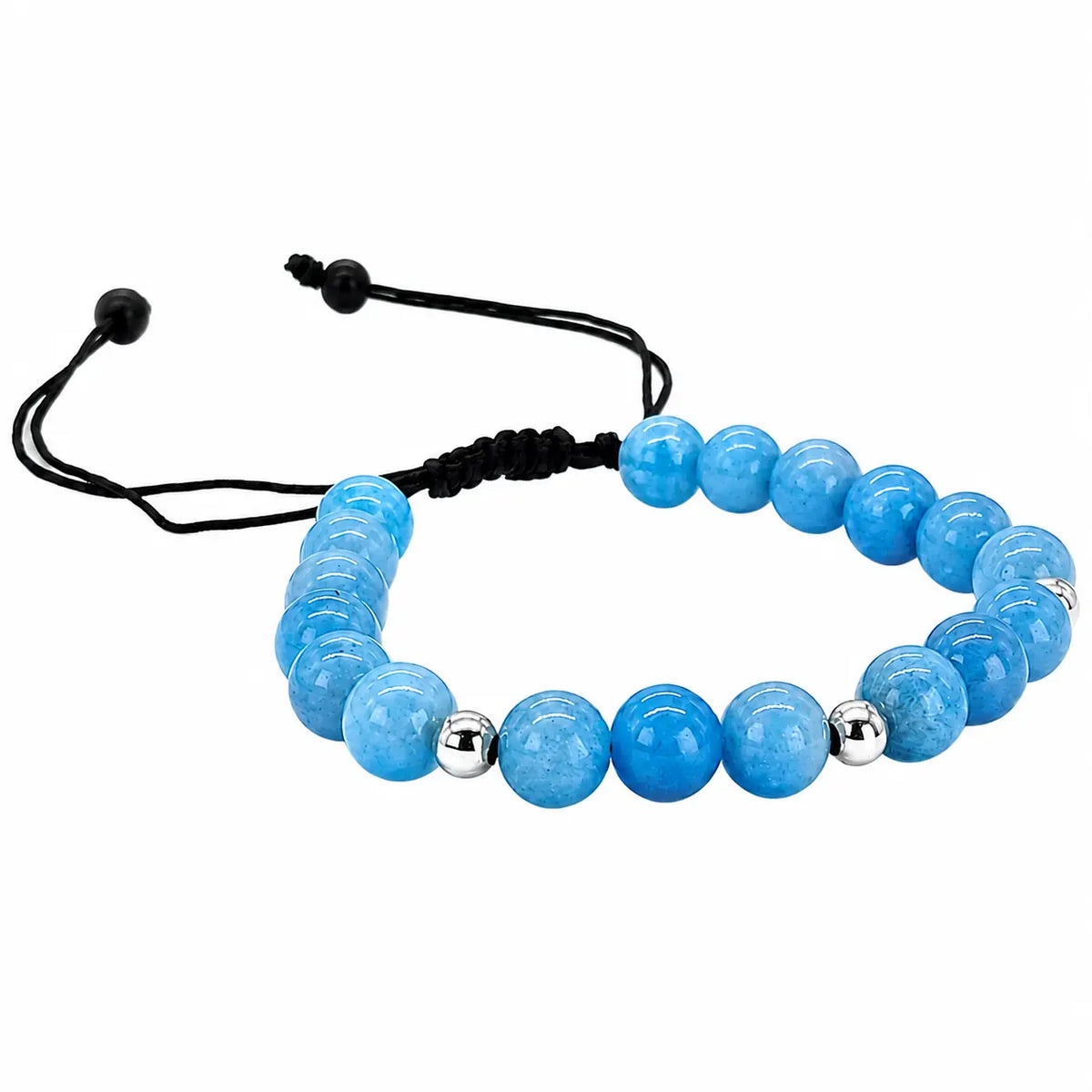 Pulsera Jade Azul y Plata Piedra Natural Ajustable Para Serenidad - Bisutería Lola E
