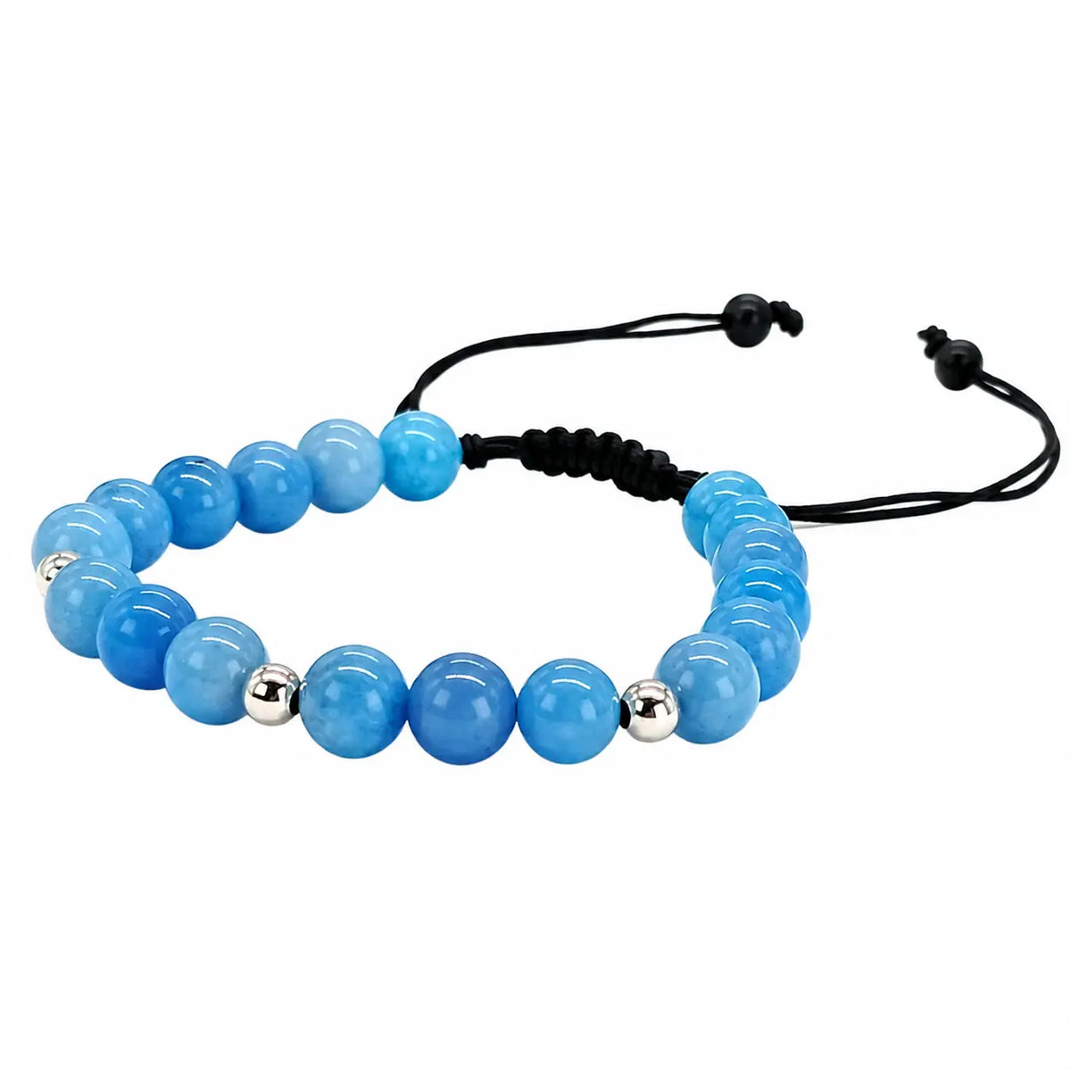 Pulsera Jade Azul y Plata Piedra Natural Ajustable Para Serenidad - Bisutería Lola C
