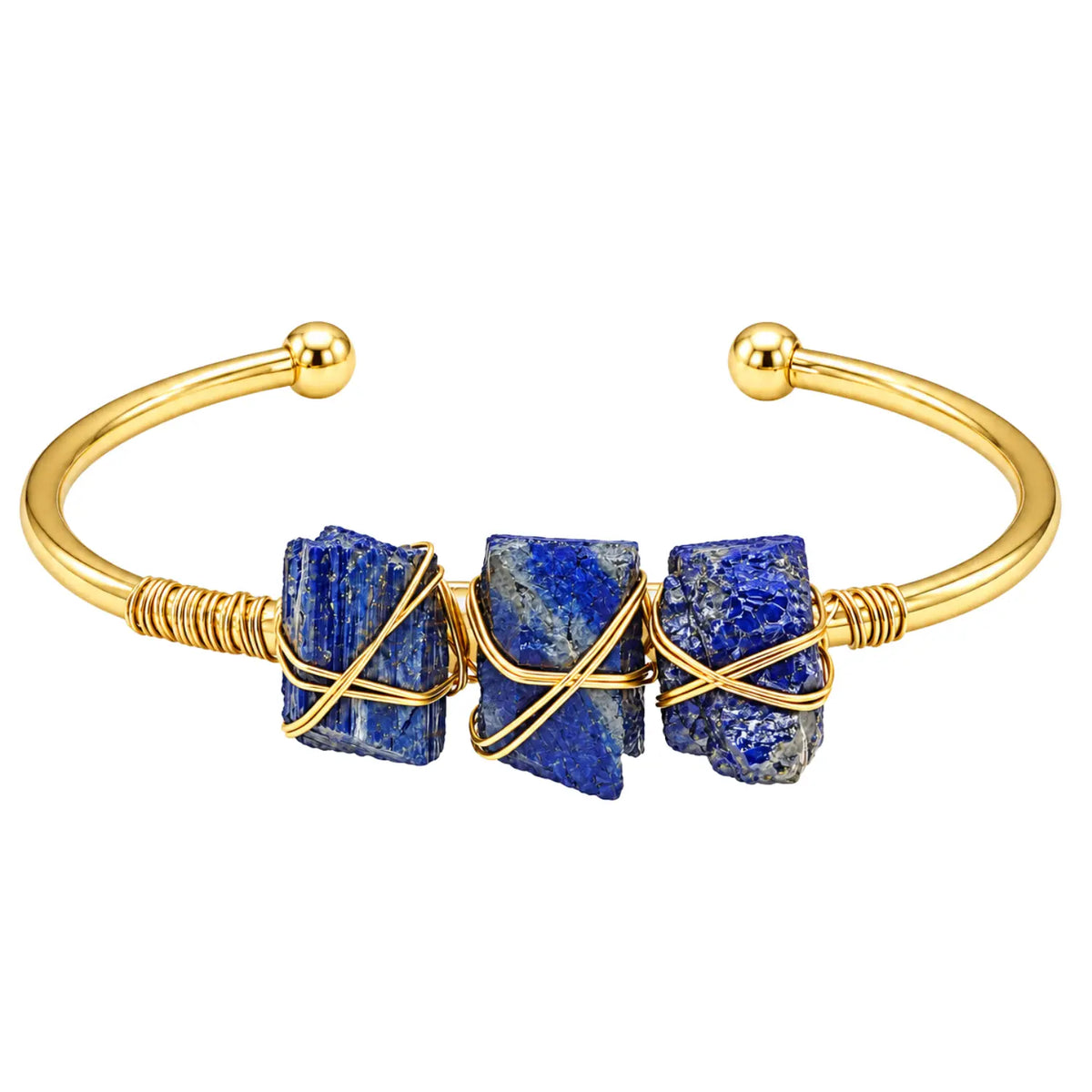 Pulsera Lapislázuli en Bruto Acero Dorado Sabiduría - Bisutería Lola A