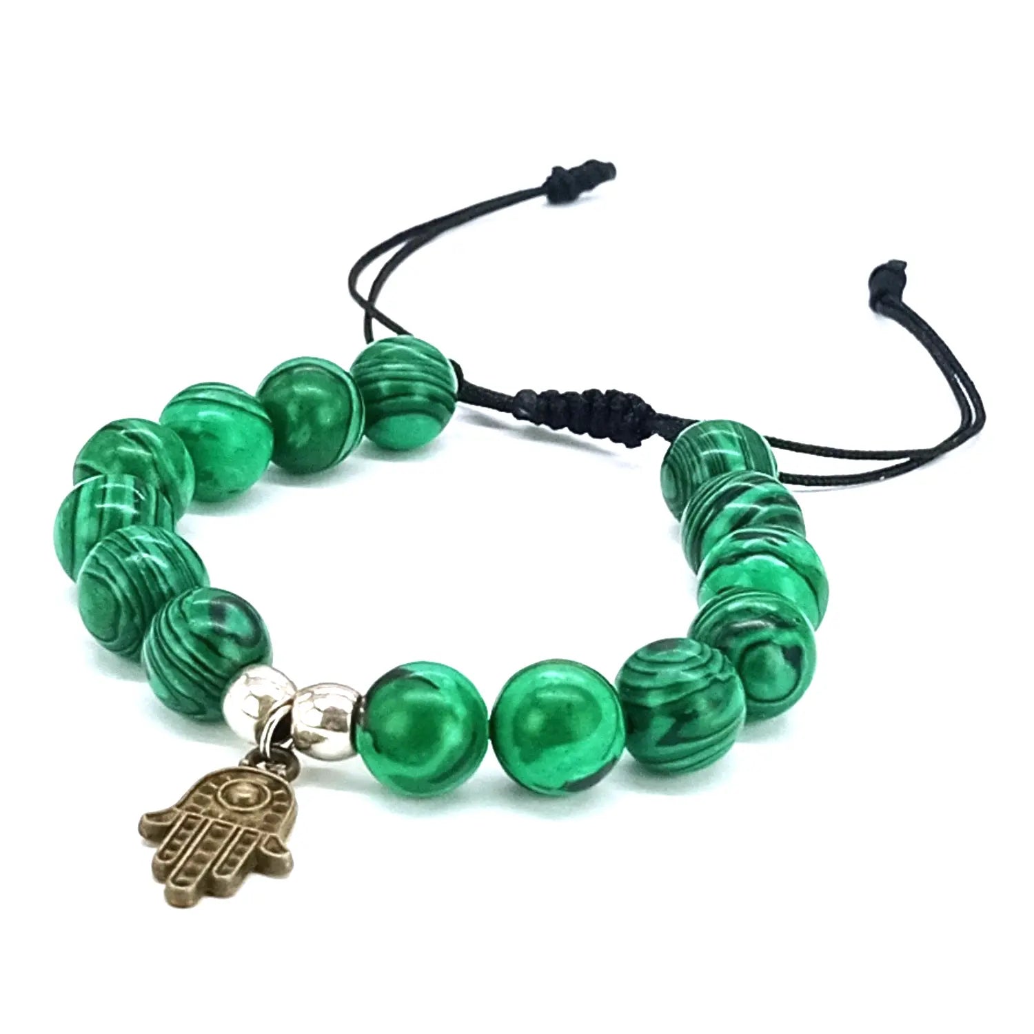 Pulsera Malaquita con Mano de Fátima de Bronce - Bisutería Lola B
