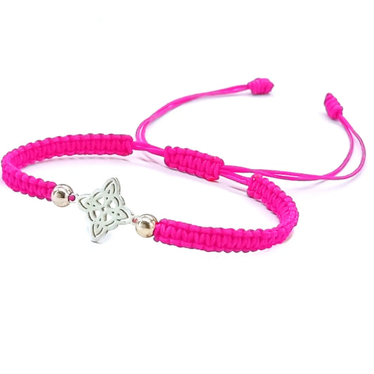 Pulsera Nudo de Bruja Plata Hilo Fucsia - Bisutería Lola A