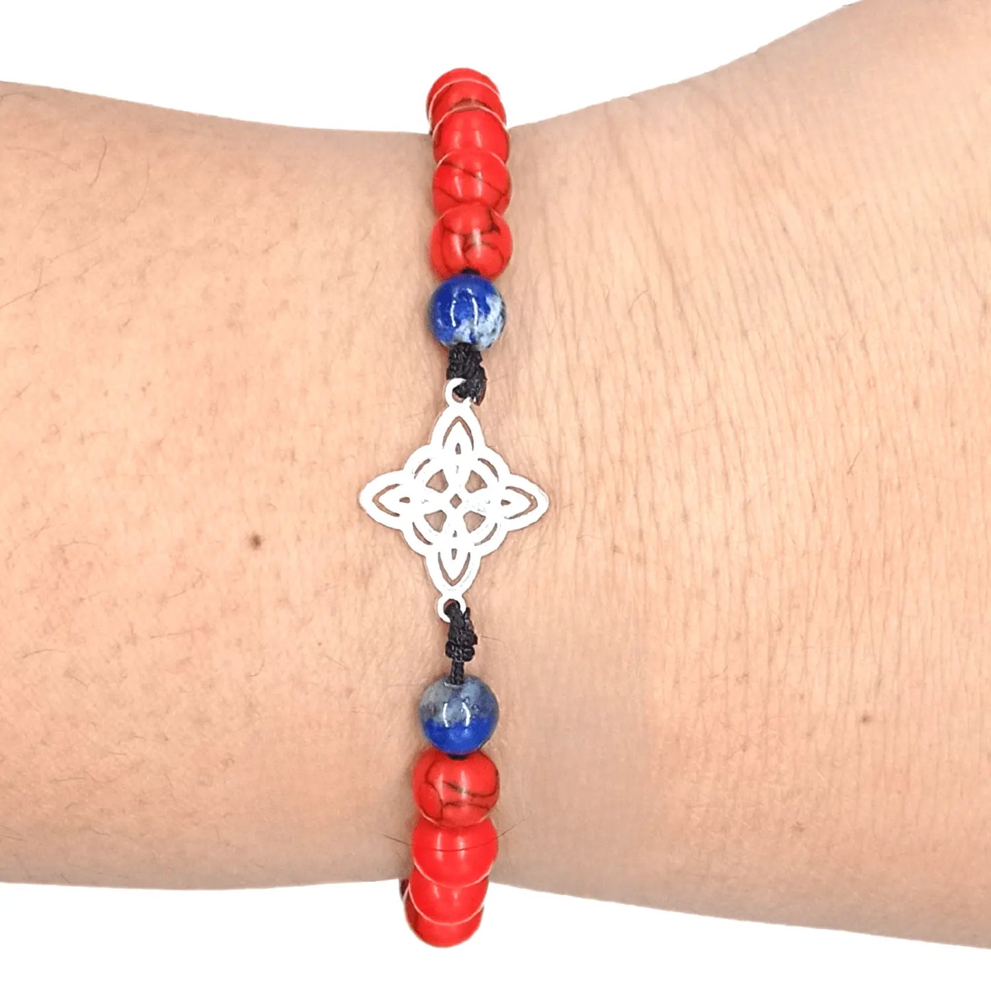 Pulsera Nudo de Bruja Plata Howlita y Lapislázuli Unisex - Bisutería Lola C