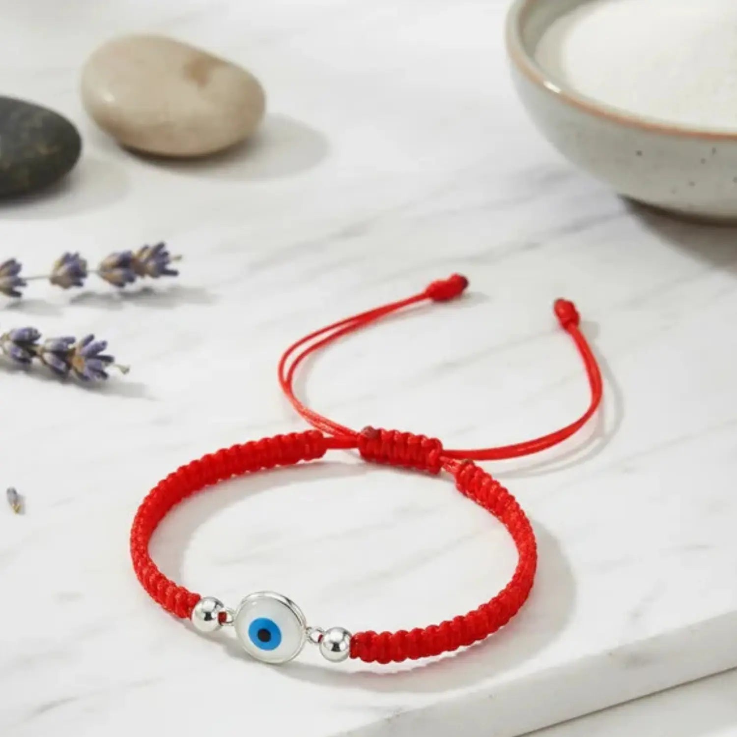 Pulsera Ojo Turco de Plata Hilo Rojo Amuleto de Protección - Bisutería Lola D