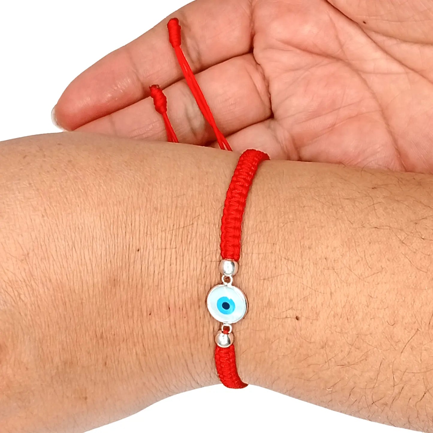 Pulsera Ojo Turco de Plata Hilo Rojo Amuleto de Protección - Bisutería Lola B
