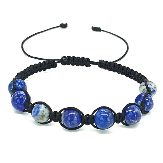 Pulsera Piedra Natural Lapislázuli Hilo Negro Macramé - Bisutería Lola A