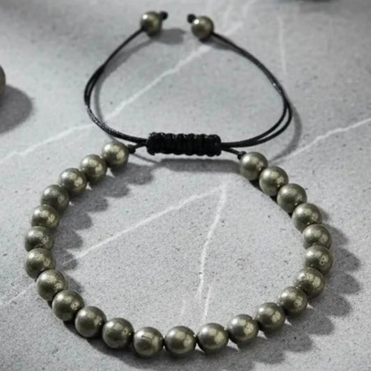 Pulsera Artesanal Piedra Natural Pirita - Bisutería Lola F