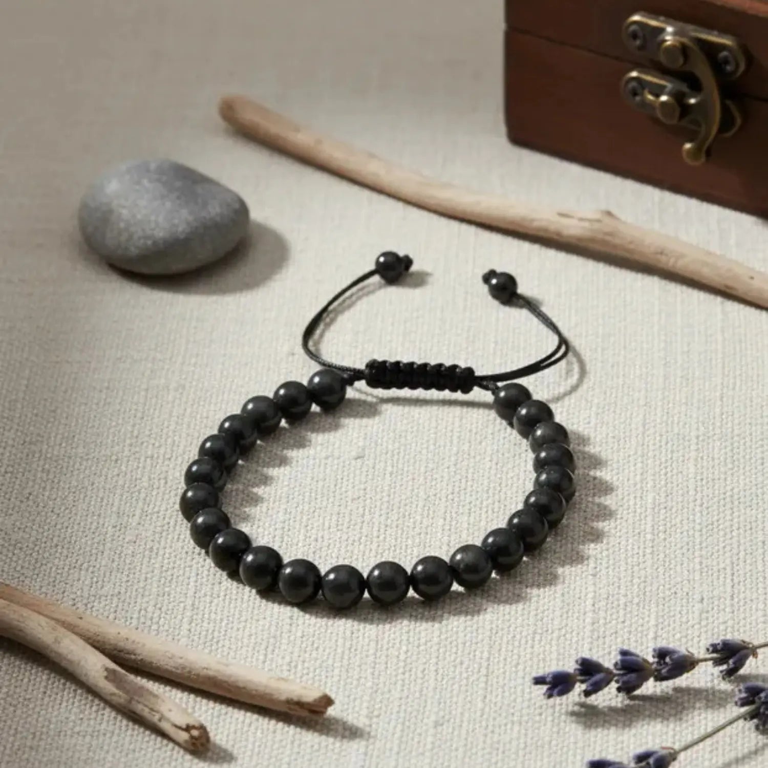 Pulsera Shungita Ajustable - Piedra Natural Original - Bisutería Lola F