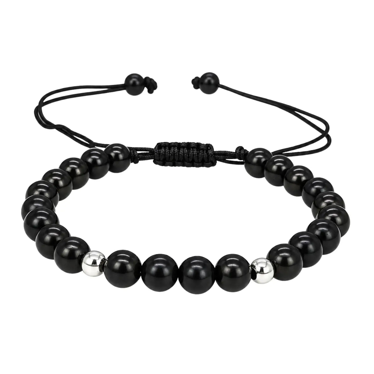 Pulsera Shungita y Plata 925 Piedra Natural Ajustable - Bisutería Lola A