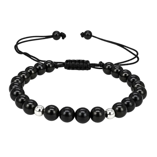 Pulsera Shungita y Plata 925 Piedra Natural Ajustable - Bisutería Lola A