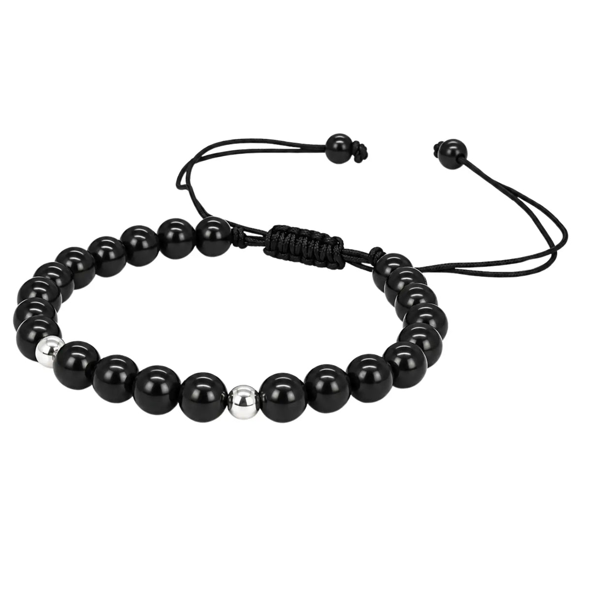 Pulsera Shungita y Plata 925 Piedra Natural Ajustable - Bisutería Lola C