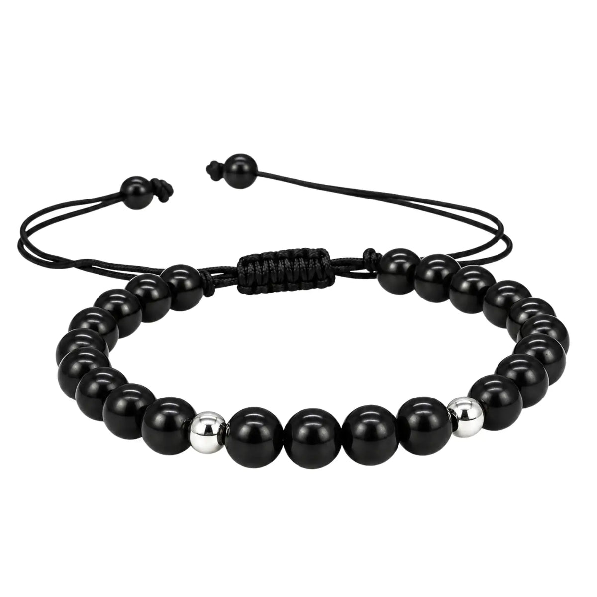 Pulsera Shungita y Plata 925 Piedra Natural Ajustable - Bisutería Lola E