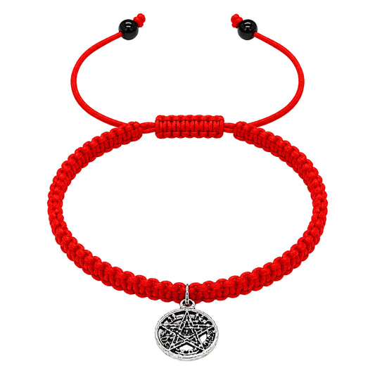 Pulsera Tetragramaton Plata 925 con Hilo Rojo Protección espiritual - Bisutería Lola A
