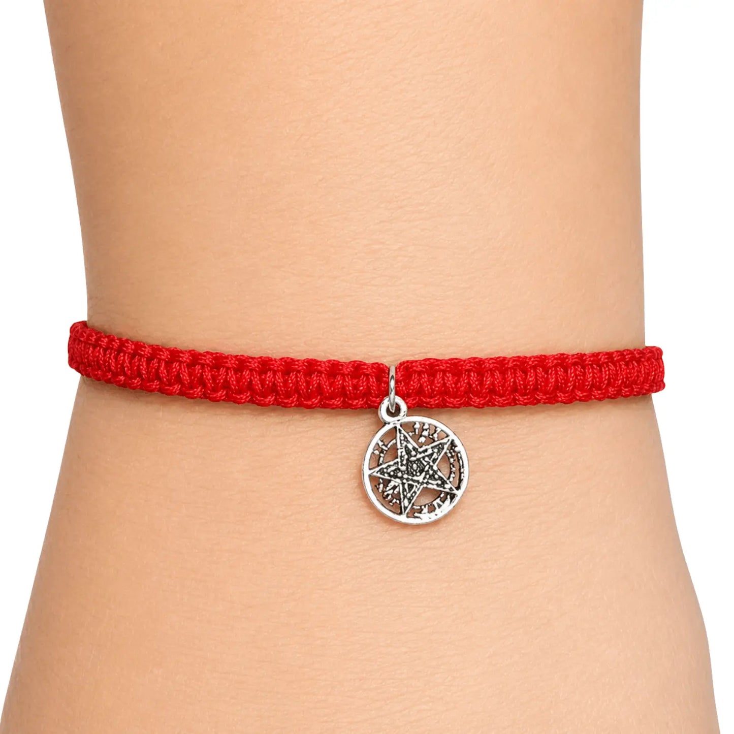 Pulsera Tetragramaton Plata 925 con Hilo Rojo Protección espiritual - Bisutería Lola D