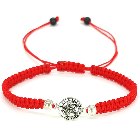 Pulsera Tetragramaton Plata 925 con Hilo Rojo | Protección espiritual y fuerza interior - Bisutería Lola A
