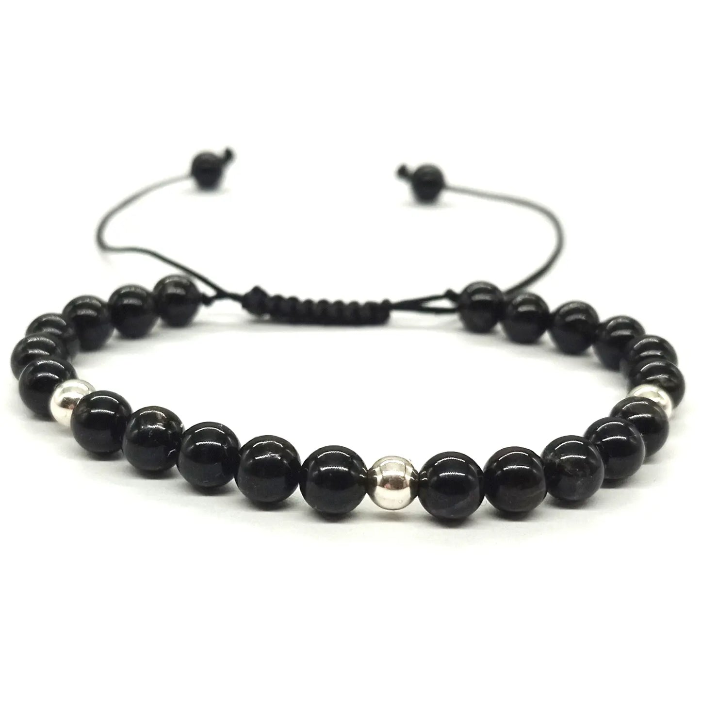 Pulsera Turmalina Negra y Plata Ajustable – Piedra Natural Original - Bisuetria Lola 2