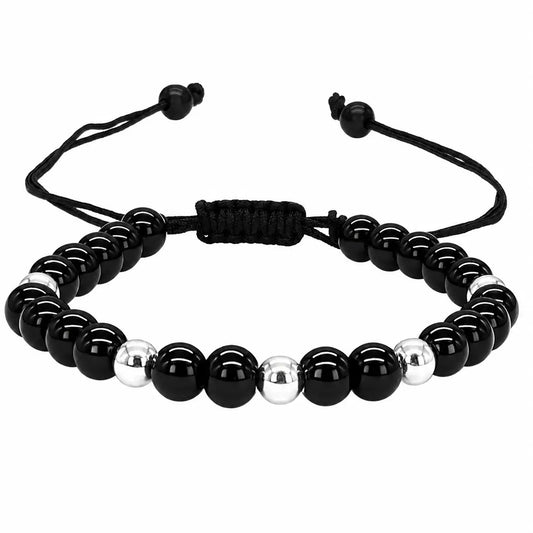 Pulsera Turmalina Negra y Plata Ajustable Piedra Natural Original Para Energía Positiva Bisutería Lola A