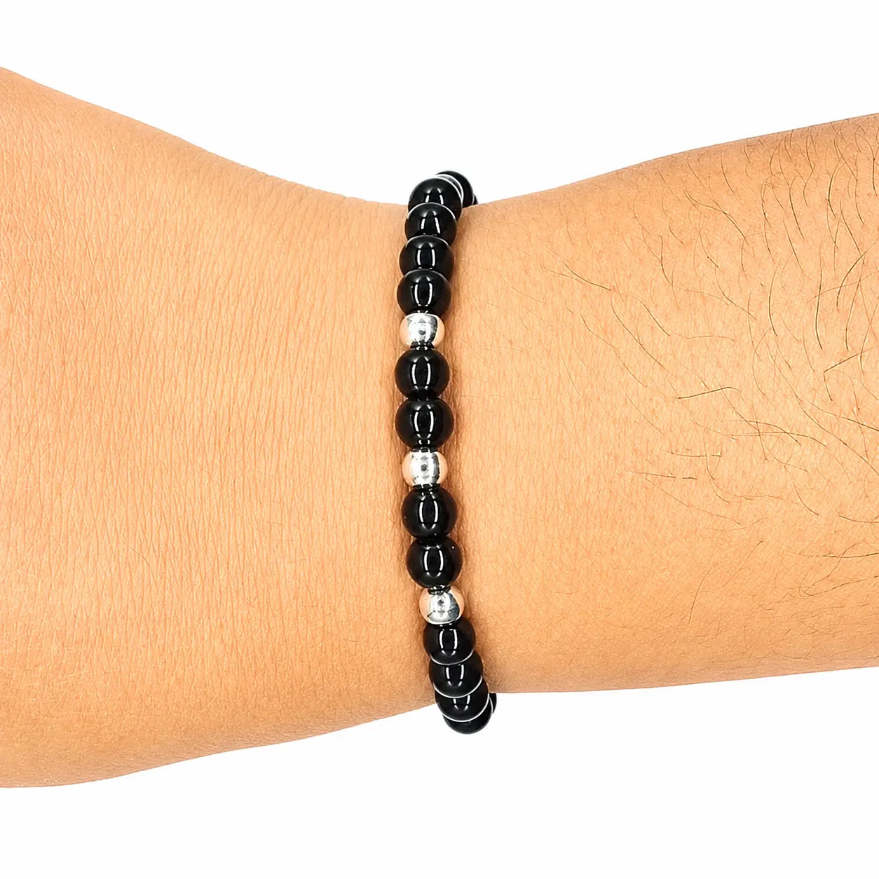 Pulsera Turmalina Negra y Plata Ajustable Piedra Natural Original Para Energía Positiva Bisutería Lola D