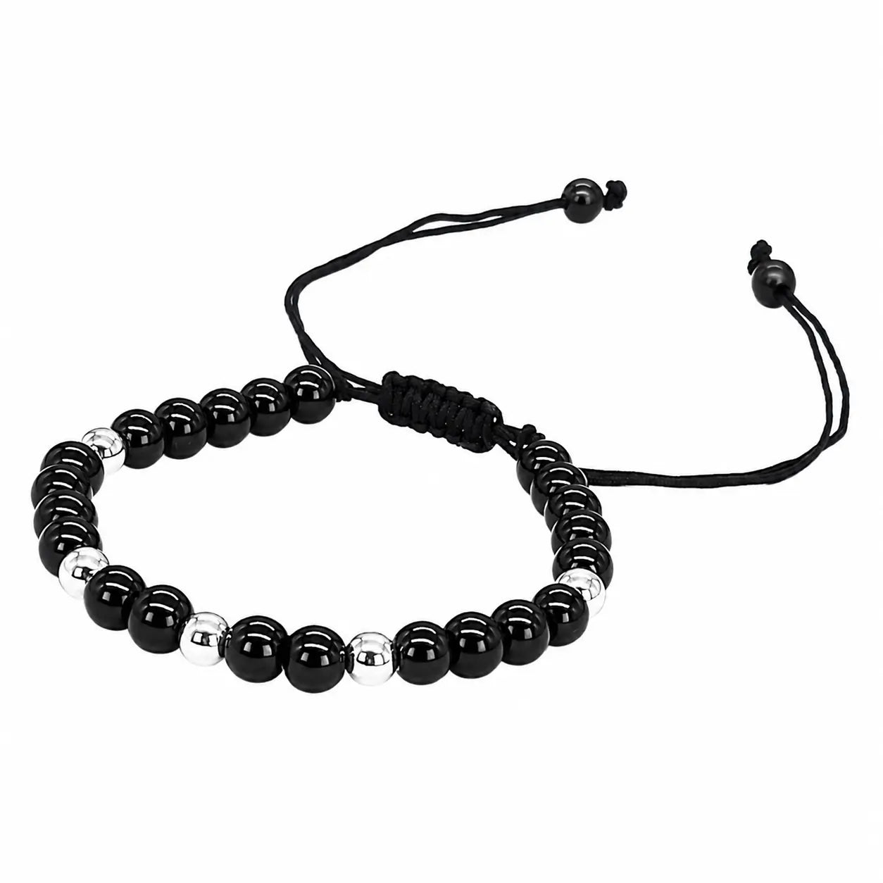 Pulsera Turmalina Negra y Plata Ajustable Piedra Natural Original Para Energía Positiva Bisutería Lola C