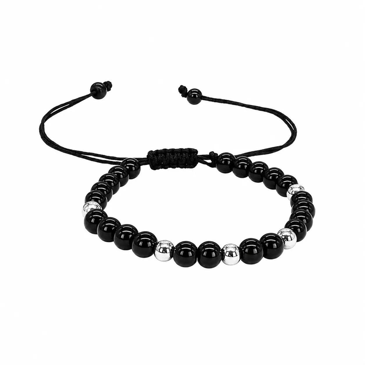 Pulsera Turmalina Negra y Plata Ajustable Piedra Natural Original Para Energía Positiva Bisutería Lola F