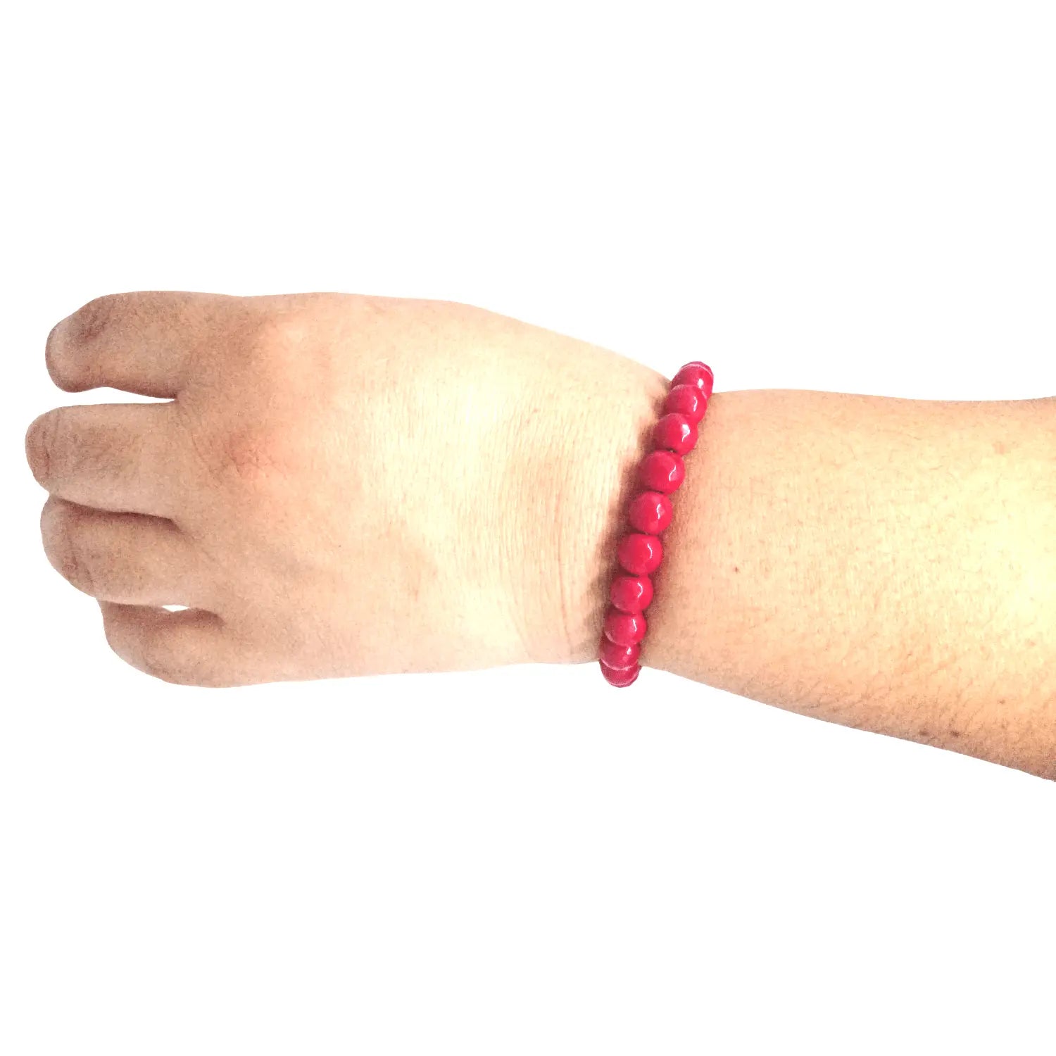 Pulsera Ágata Facetada Ajustable Piedra Original Roja - Bisutería Lola B