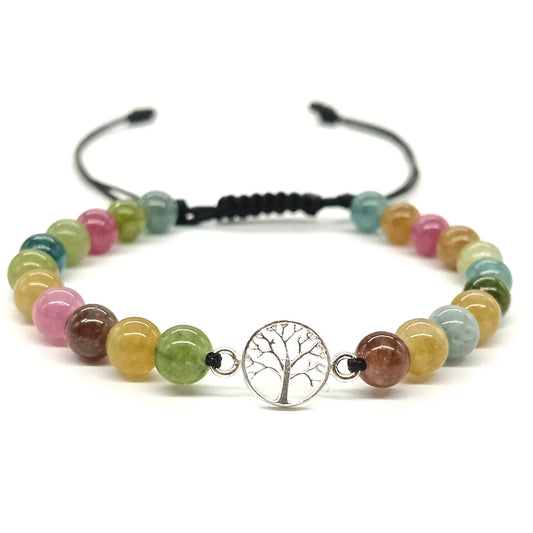 Pulsera Árbol de la Vida Piedra Jade Turmalina Ajustable - Bisutería Lola 1