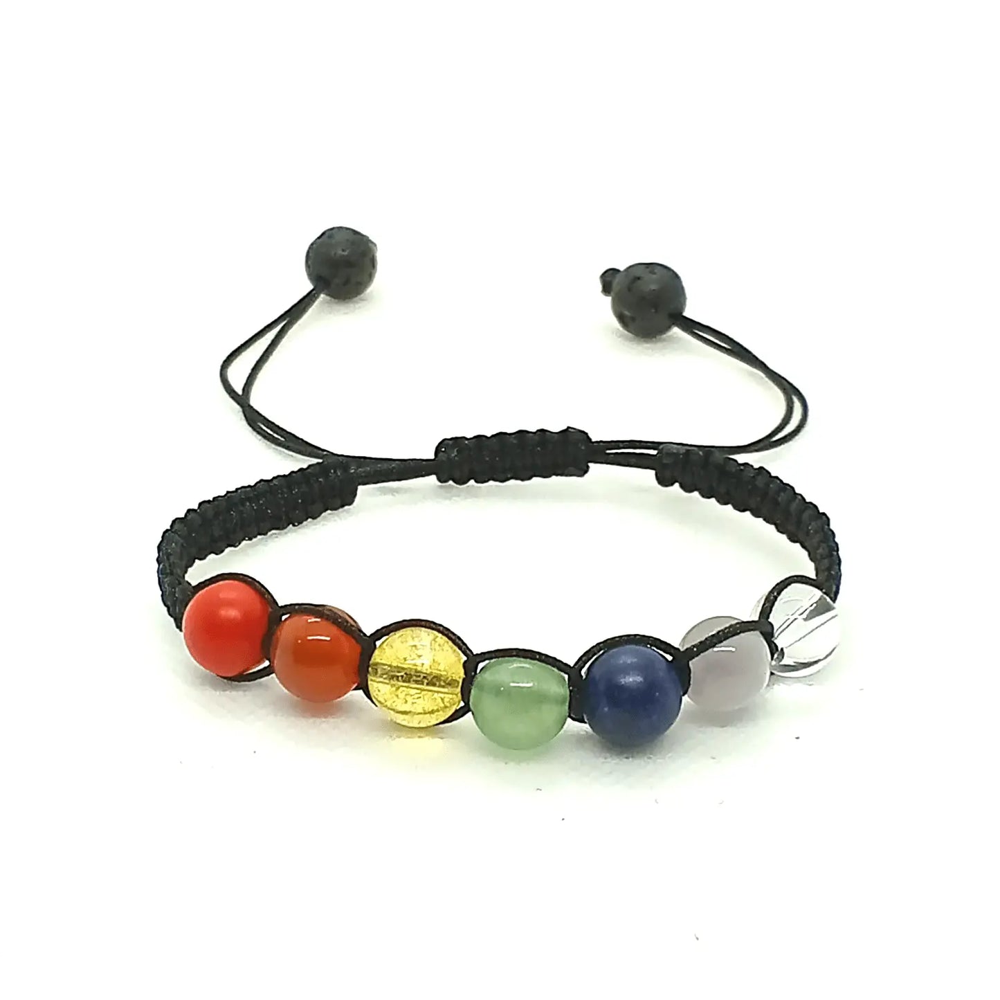 Pulsera de 7 Chakras con Hilo Macramé Reciclado – Piedra Natural 8 mm - Bisutería Lola B