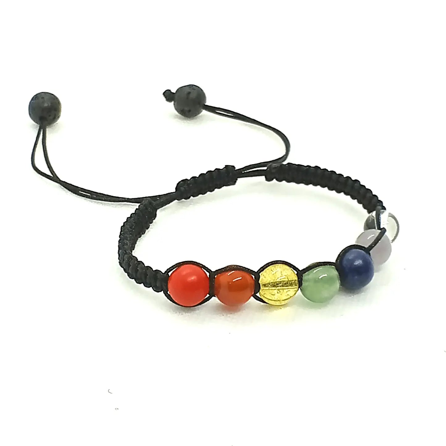 Pulsera de 7 Chakras con Hilo Macramé Reciclado – Piedra Natural 8 mm - Bisutería Lola C