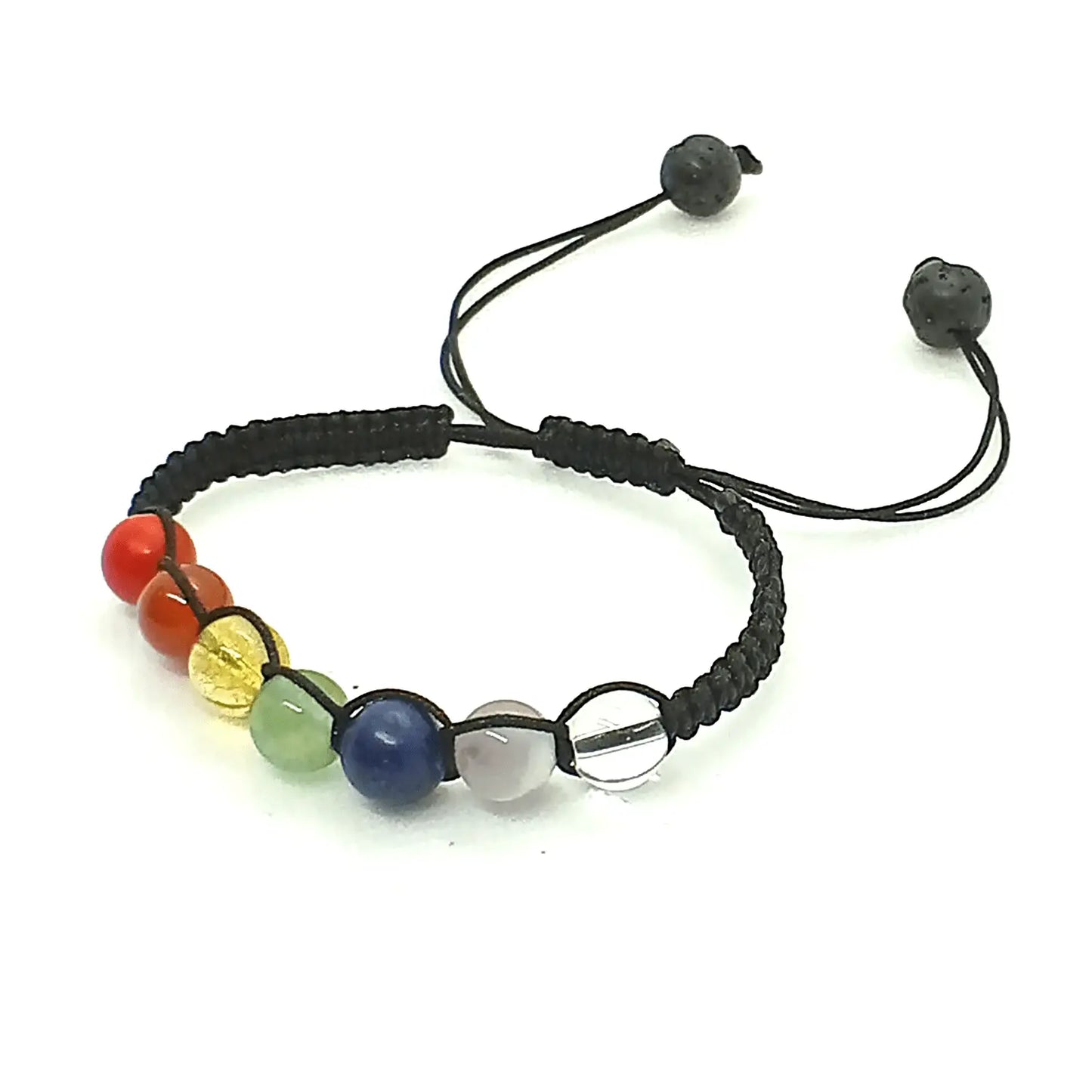 Pulsera de 7 Chakras con Hilo Macramé Reciclado – Piedra Natural 8 mm - Bisutería Lola A