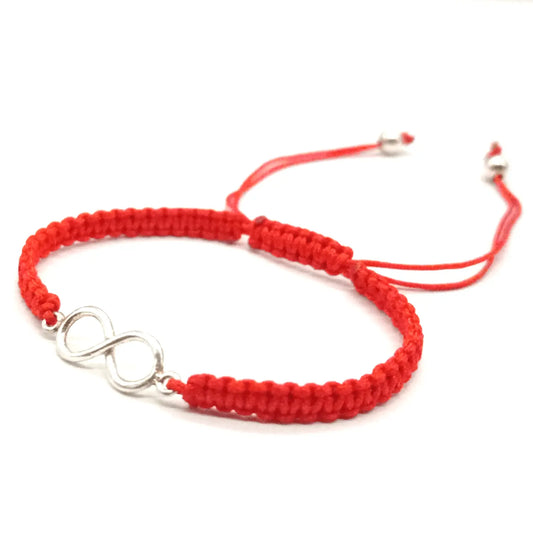 Pulsera de Protección Roja con Dije Infinito de Plata – Hilo Macramé Reciclado - Bisutería Lola A