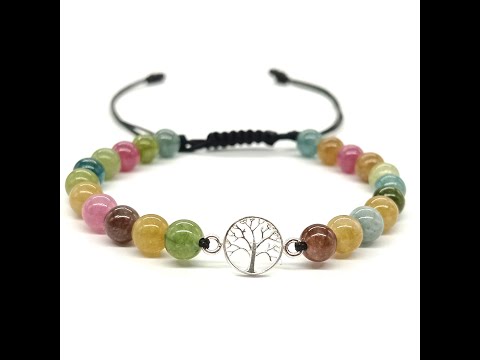 Pulsera Árbol de la Vida Piedra Jade Turmalina Ajustable - Bisutería Lola Video 