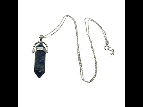 Colgante Punta Hexagonal Piedra Natural Lapislázuli – Cadena de Plata 925 - Bisutería Lola V