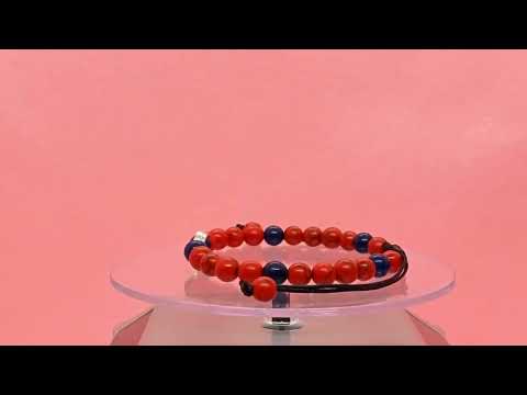 Pulsera Howlita Roja y Lapislázuli con Dije de San Benito - Bisutería Lola V