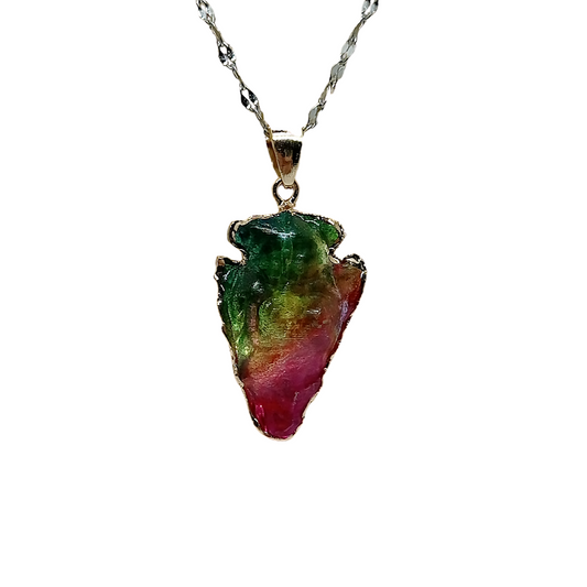 Colgante Triangular 7 Chakras Multicolor Predominante Cardiaco – Cuarzo de Colores