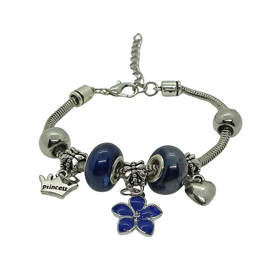 Pulsera con Cuenta Flor Azul